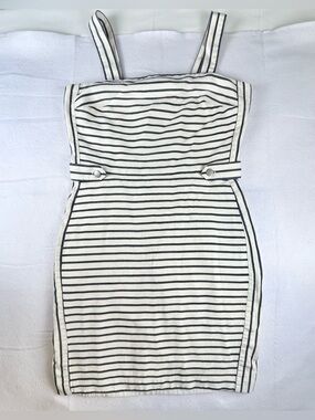 Banana Republic Black and White Striped Sleeveless Mini Dress